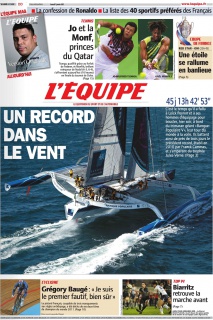 L'Equipe edition du 07 Janvier 2012