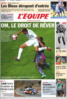 L'Equipe edition du 17 Janvier 2012