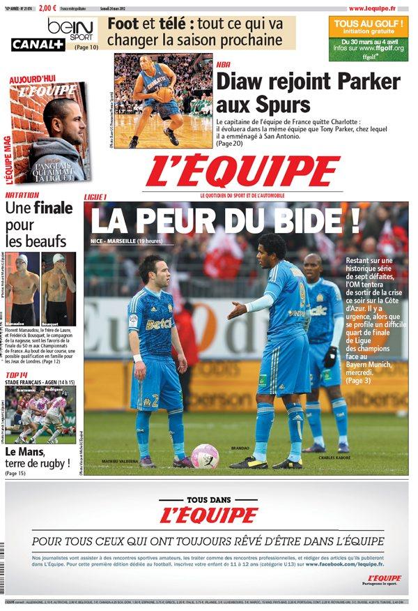 L'Equipe edition du 24 Mars 2012