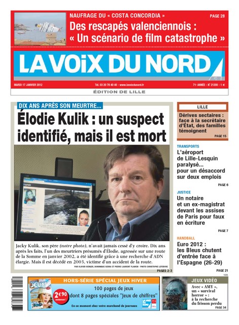 La Voix du Nord Edition de Lille du 17 Janvier 2012
