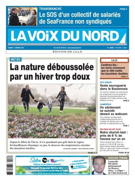 La Voix du Nord Edition de Lille du 7 Janvier 2012
