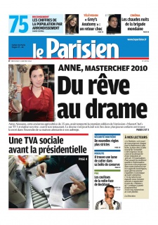 Le Parisien et cahier de paris edition du 04 Janvier 2012